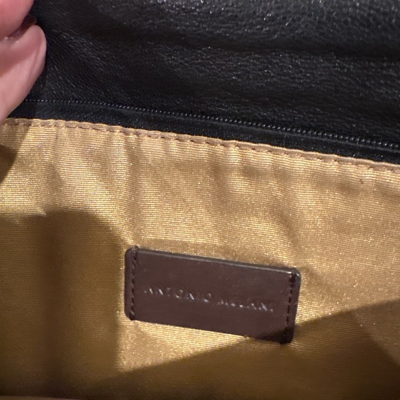 ANTONIO MELANI Black Quilted Clutch with Gold Accent - Picture 4 of 6